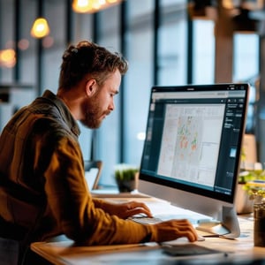 man working in front of a computer